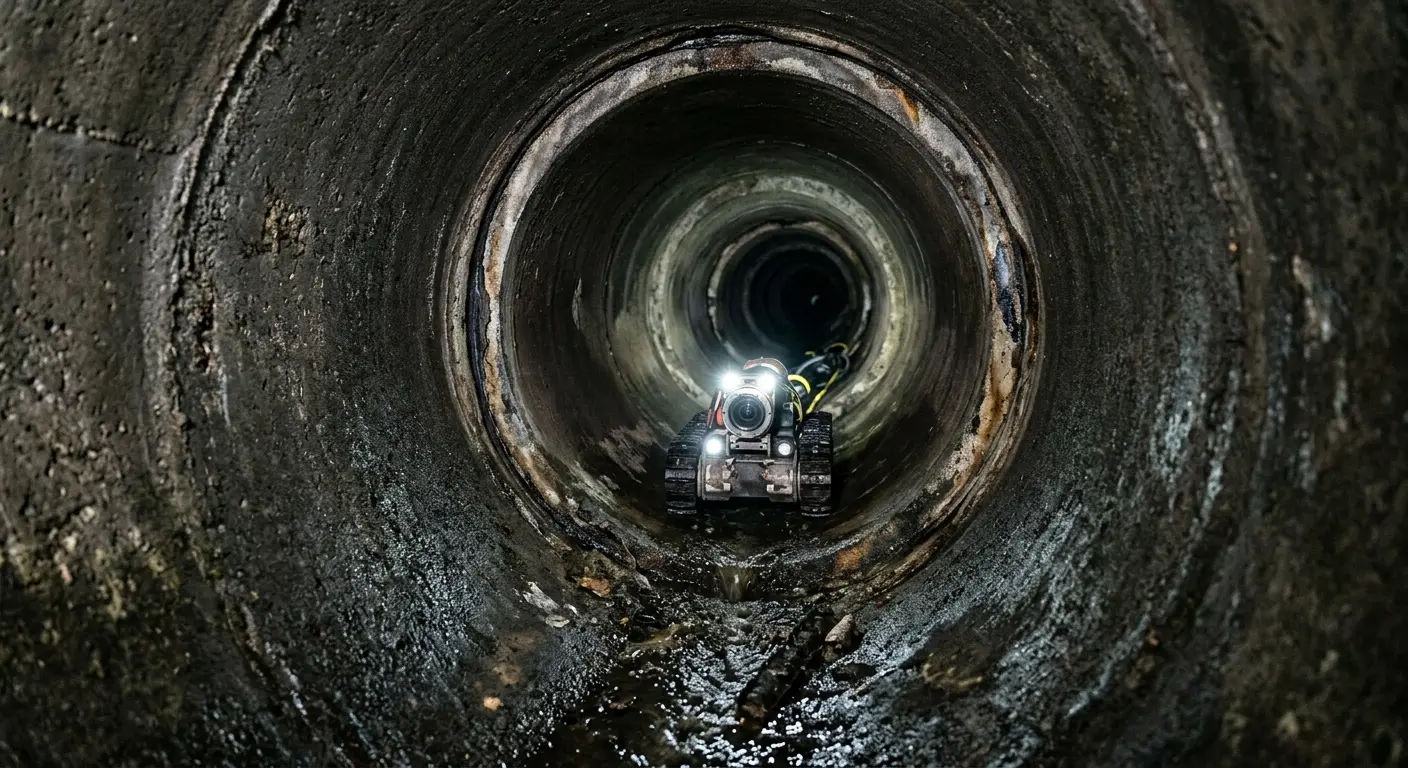 Robotic sewer camera inspecting pipe interior for Sewer Line Cleaning in Whitefish